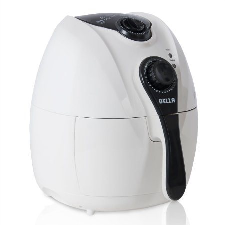 DELLA© Electric Air Fryer w/ Temperature Control, Detachable Basket & Carry Handle - White, 1500W