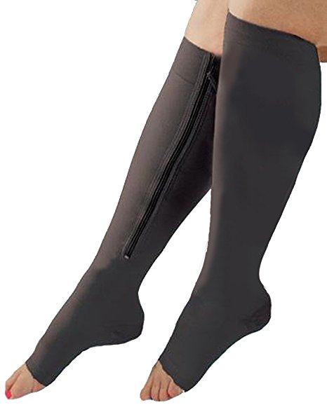 Aniwon Compression Socks Toe Open Leg Support Stocking Knee High Socks with Zipper