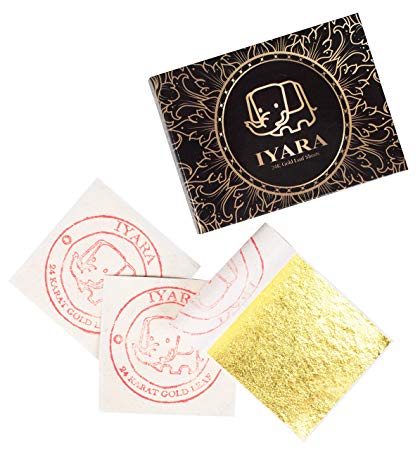 24K Edible Gold Leaf 50 Sheets 1.5"x1.5" for Cake Decoration and Food, Baking, Art, Crafts
