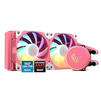 Vetroo V240 Pink Liquid CPU Cooler 240mm Addressable RGB & PWM Pump & Fans 250W TDP AIO Water Cooler w/Controller Hub for Intel LGA 1700/1200/115X AMD AM5/AM4 for Gaming Console