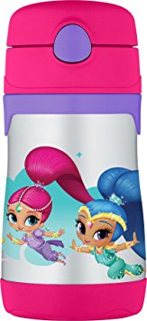 THERMOS Vacuum Insulated Stainless Steel 10-Ounce Straw Bottle, Shimmer and Shine