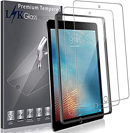 LK 2 Pack Screen Protector compatible with Apple iPad Pro 9.7 Inch, 9H HD Clear Scratch Tempered Glass, Bubble-Free Easy Installation Tool