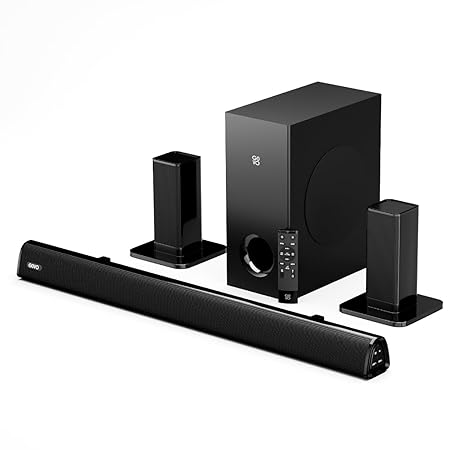 (Refurbished) GOVO GOSURROUND 945 | 120W Soundbar, 5.1 Channel Home Theatre with 5.25" subwoofer, Dual Rear Satellites, AUX, USB & Bluetooth, 3 Equalizer Modes, Stylish Remote & LED Display (Platinum Black)