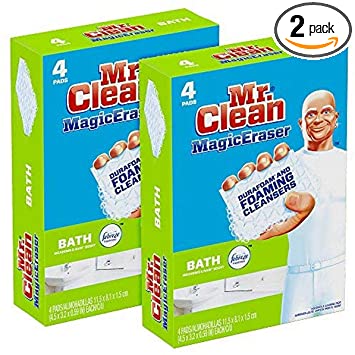Mr. Clean Magic Eraser Bath Scrubber, 4Count (Pack of 2)
