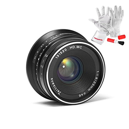 7artisans 25mm F1.8 Manual Focus Prime Fixed Lens for Sony Emount Cameras Like A7 A7II A7R A7RII A7S A7SII A6500 A6300 A6000 A5100 A5000 EX-3 NEX-3N NEX-3R NEX-C3 NEX-F3K NEX-5 NEX-5N - Black