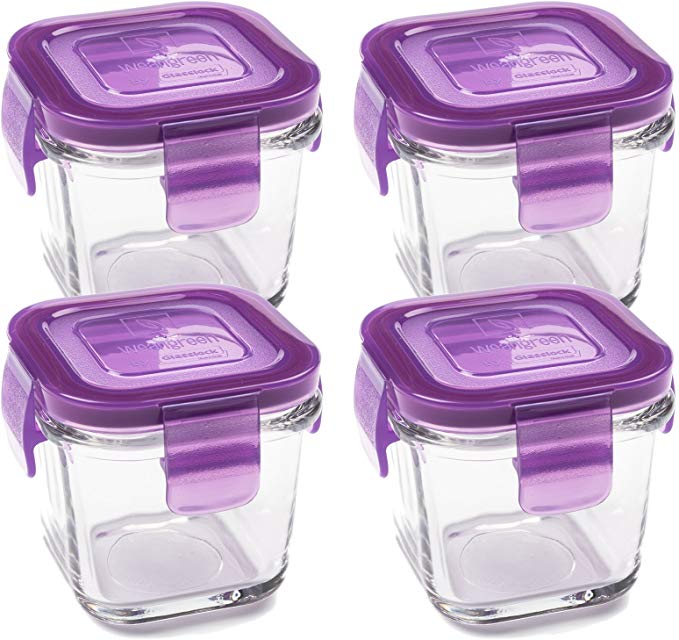 Wean Green Wean Cubes 4oz/120ml Baby Food Glass Containers - Grape (Set of 4)