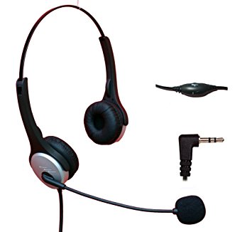 Voistek Corded Binaural Call Center Telephone Headset Noise Cancelling Headphone with Flexible Microphone for Cisco Linksys Polycom Panasonic Office Deskphone DECT Cordless and Cell Phones with 2.5mm Headset Jack (H20D25MM)