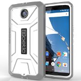 Google Nexus 6 Case - Poetic Google Nexus 6 Case Revolution Series - Heavy Duty Dual Layer Complete Protection Hybrid Case with Built-In Screen Protector for Google Nexus 6 WhiteGray 3 Year Manufacturer Warranty From Poetic