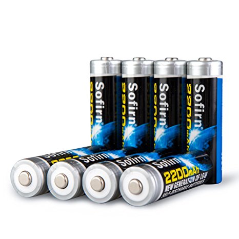 Sofirn AA NiMh 2200mAh Rechargeable Batteries 8 Pack High Capacity Pre-charged Low Self Discharge Batteries Bulk With 1100 Cycle