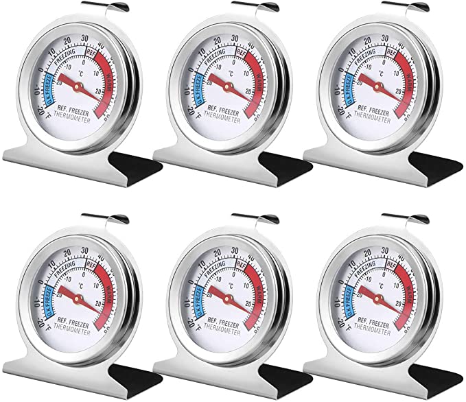 6PCS Refrigerator Freezer Thermometer - Refrigerator/Freezer/Fridge Temperature Cooler - Classic Series Large Dial Thermometer (6)