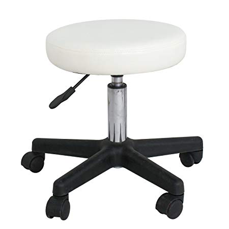 ZENY Adjustable Tattoo Salon Stool Hydraulic Swive Rolling Chair Facial Massage Beauty Spa Stool (Cream White)