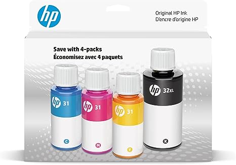 HP31 CMY/32XL Blk Bottled Ink Crtg 4-Pk