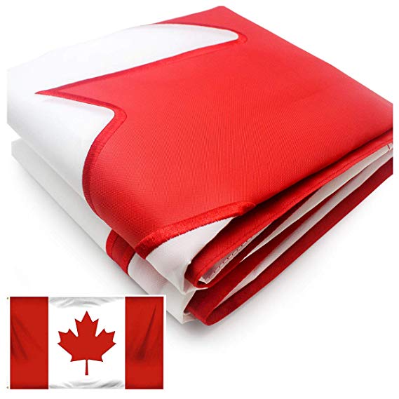 VSVO Canada Flag 3x5 ft - Outdoor Nylon Banner - Double Sided Embroidere Maple Leaf Red and White Canadian National Flags - Vivid Color UV Fade Resistant - Double Stitched