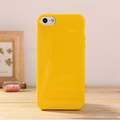 iPhone 5 & 5S Jelly Case, ANLEY Candy Fusion Series - [1.5mm Slim Fit] [Shock Absorption] Classic Jelly Silicone Case Soft Cover for iPhone 5 & 5S (Goldenrod Yellow)   Free Screen Protector