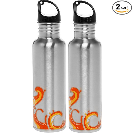 Simply Simily Stainless Steel Water Bottle - BPA Free - Classic Screw-on Cap - 26 Oz - Lifetime Warranty - Wave (Set of 2)
