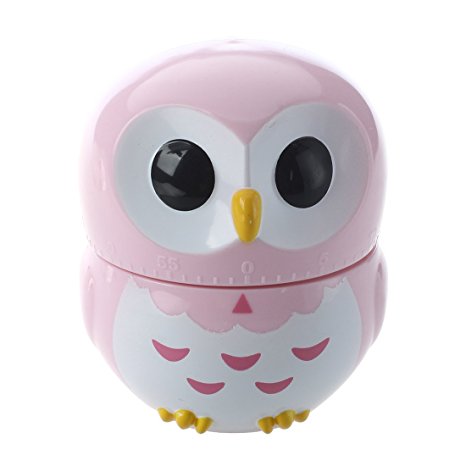 TOOGOO(R) Owl Egg Timer Hourglass Egg Timer Kitchen Timer (1-60 minutes) (Pink)