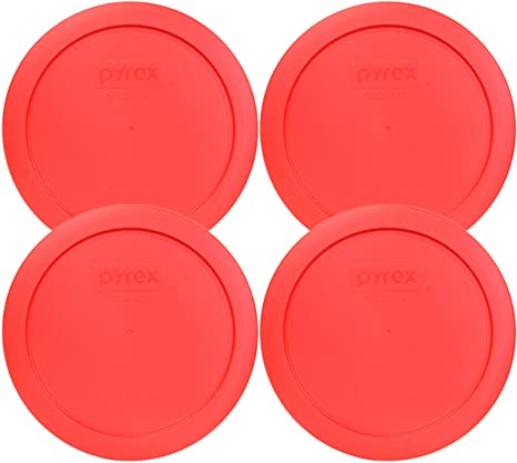 Pyrex 7201-PC Round Red 6.5" 4 Cup Lid for Glass Bowl 4 Pack