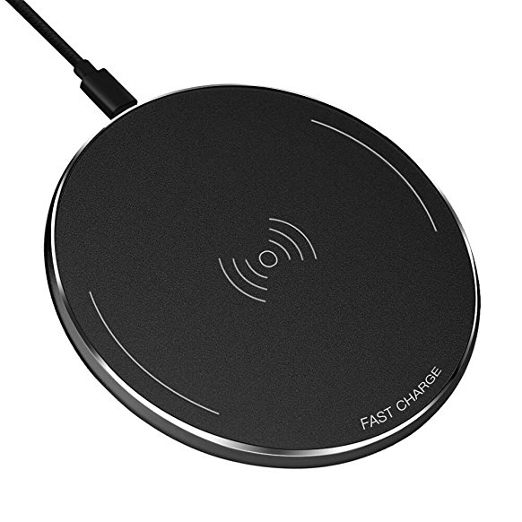 Fast Wireless Charger Metal Shell - Evershop Qi Wireless Charging Pad for Samsung Galaxy Note 8 S8 Plus S8  S8 S7 Edge Note 5 and Standard Charge for iPhone X iPhone 8 iPhone 8 Plus-No AC Adapter