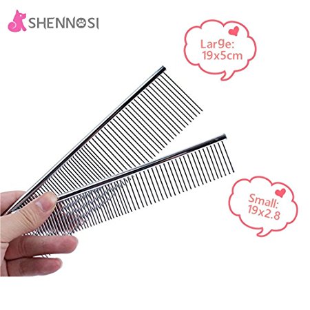 SHENNOSI® Pet Grooming massage Comb for Dogs Stainless Steel Set of 2 (Different size)