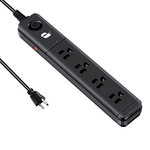 Power strip surge protector with 4-outlets advanced 6-Foot power cord 790 Joule-Black By GOLDEN-NOOB