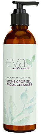 Stone Crop Gel Facial Cleanser by Eva Naturals (6 oz) - Natural Skin Lightener Reduces Dark Spots and Pigmentation - Organic Face Wash Defends Against Acne and Breakouts - With Lemongrass, Vitamin B5