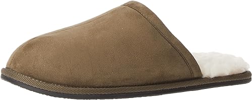 Amazon Essentials Men's Cozy Slipper, Black Microsuede, 7