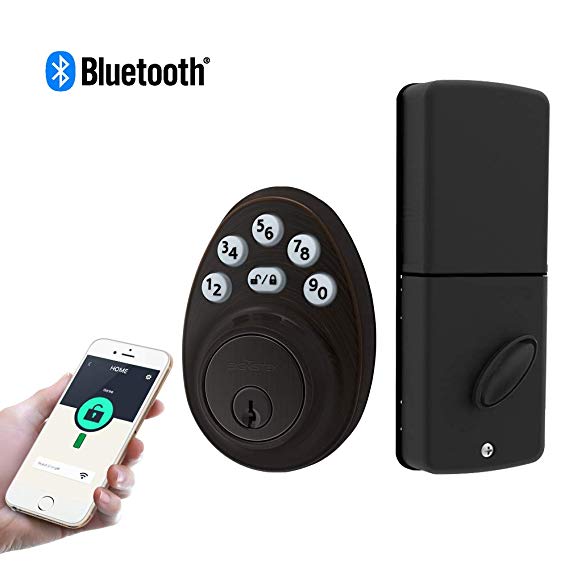 Signstek Bluetooth Keypad Deadbolt Lock with APP, Password and Mechanical Keys, Oil Rubbed Bronze
