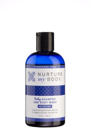 Nurture My Body Fragrance Free Organic Baby Shampoo & Body Wash SLS & Phthalate Free- Sensitive Skin, 8oz-240ml