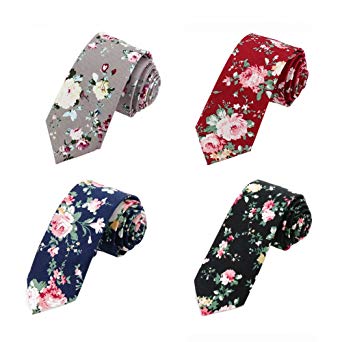 Mantieqingway Men's Cotton Printed Floral Neck Tie