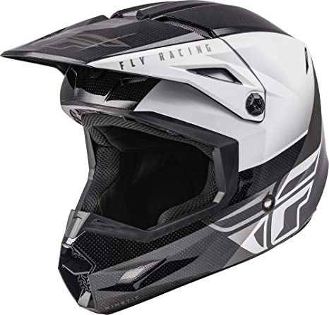 Fly Racing Kinetic Straight Edge Helmet (Black/White, X-Large)