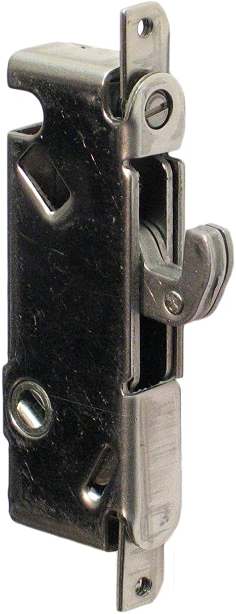 FPL #3-45-SS Sliding Glass Door Replacement Mortise Lock, 3-11/16” Screw Holes, 45 Degree Keyway, Stainless Steel