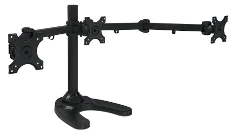 Mount-It! MI-789 Triple Monitor Stand Freestanding LCD Computer Screen Desk Mount for 19, 20, 22, 23, 24 Inch Monitors VESA 75 and 100 Compatible Full Motion, 66 lbs Capacity (3 Horizontal Monitor)