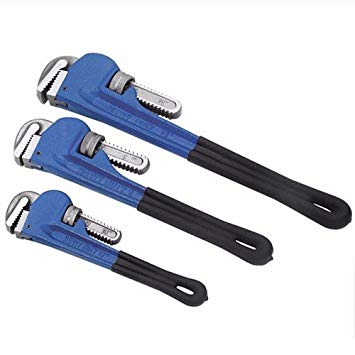 Wideskall 3 Pieces Heavy Duty Heat Treated Soft Grip Pipe Wrench Set (10" inch   12" inch   14" inch)