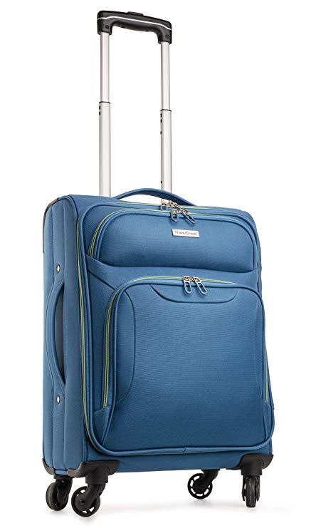 TravelCross Barcelona 21'' Carry On Lightweight Spinner Luggage - Light Blue