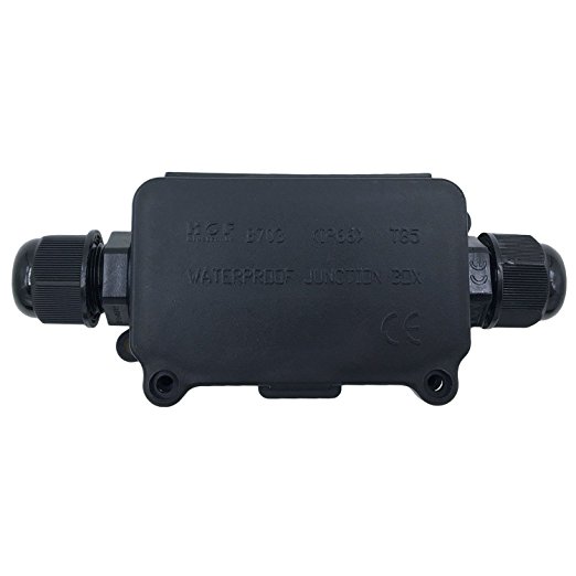 COOLWEST IP66 Waterproof Outdoor 2 Cable PG9 Black Plastic Connector Gland Electrical Junction Box