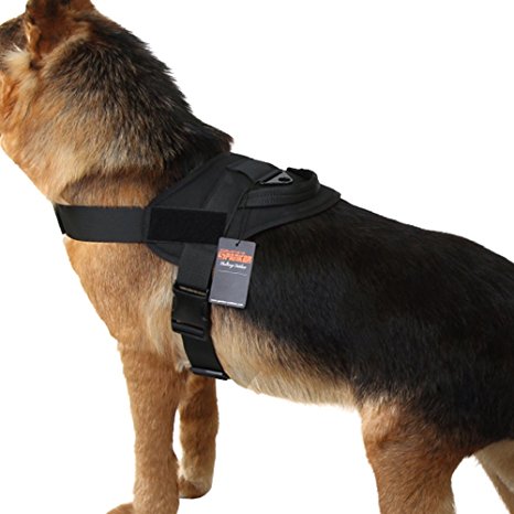 Excellent Elite Spanker Tactical Dog Training Vest Patrol K9 Service Dog Harness Nylon Adjustable Velcro ID Patches for Large/Small Dog Pet with Handle