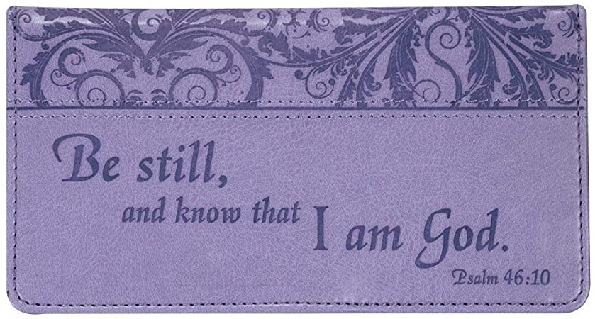 Christian Art Gifts Purple Faux Leather Checkbook Cover for Women with Inspirational Scripture