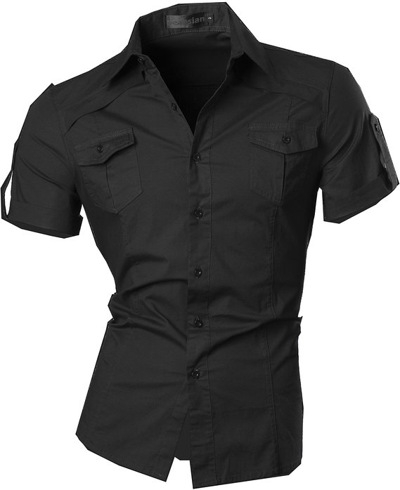 Men's Slim Fit Short Sleeves Casual Shirts 8360