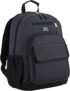 Eastsport Travel Laptop Backpack, Business Water Resistant Slim Sturdy Laptops Backpack College Work Computer Bag Unisex Fits 15" Notebook, Dark Grey Chambray