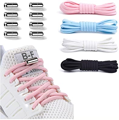  Booyckiy [4 Pairs No Tie Elastic Shoe laces - Tieless Shoelaces  for Kids, Adults and Elderly, One Size Fits All : Clothing, Shoes & Jewelry
