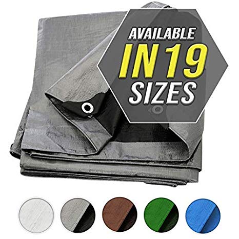 Trademark Supplies  Heavy Duty Tarpaulin- Tarp Silver/Black Canopy Tent, Boat. Rv Or Pool Cover 2.4 X 3.6 M (8'X12')