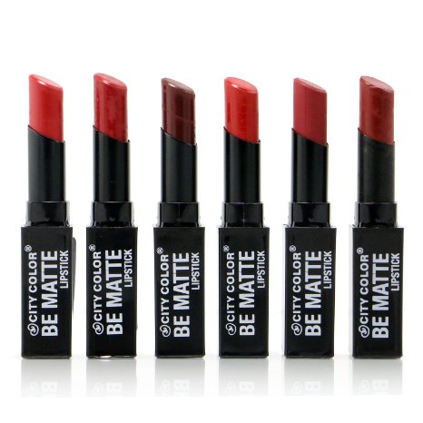 6PC City Color Matte Lipstick Perfect Shades of Red set of 6 color #L0021C