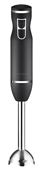 Chefman RJ19-RBR-S-Black 300W Soft-Touch Rubberized Ice Crushing Immersion Blender, Black