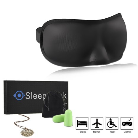 3D Sleep Mask (New Design Hemming Edge by Xawy) Eye Mask for Travel - Best Sleeping Contoured Blinder- Blindfold Airplane with Silk Pouch - Best Night Eyeshade Sleeping for Men Women Kids
