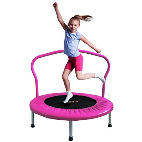 ATIVAFIT 36-Inch Folding Trampoline Mini Rebounder ,Suitable for Indoor and Outdoor use, for Two Kids with safty Padded Cover