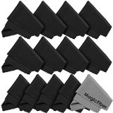 13 Pack MagicFiber Premium Microfiber Cleaning Cloths - For Tablet Cell Phone Laptop LCD TV Screens and Any Other Delicate Surface 12 Black 1 Grey