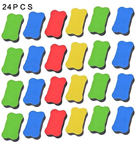 24pcs- Magnetic Small Whiteboard Dry Erasers - 2.75x 1.57 x0.82Inches（Random Color）