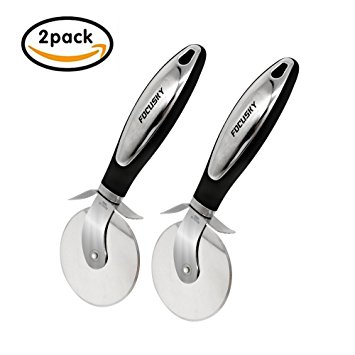 Pizza Cutter Slicer Wheel,2 Pack Stainless Steel Pizza Cutter Set-Very Sharp,Easy to Cut Through and Clean(Black) By Focusky