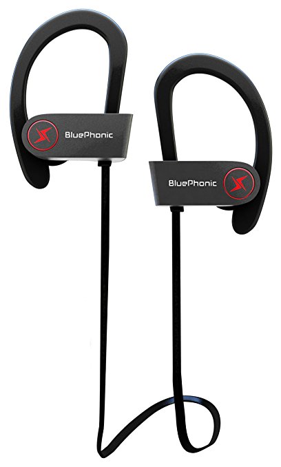 Wireless Sport Bluetooth Headphones - Hd Beats Sound Quality - Sweat Proof Stable Fit In Ear Workout Earbuds - Ergonomic Running Earphones - Noise Cancelling Microphone w/ Travel Case - by Bluephonic