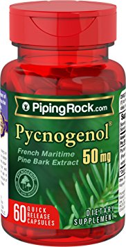 Piping Rock Pycnogenol 50 mg 60 Quick Release Capsules French Maritime Pine Bark Extract Dietary Supplement